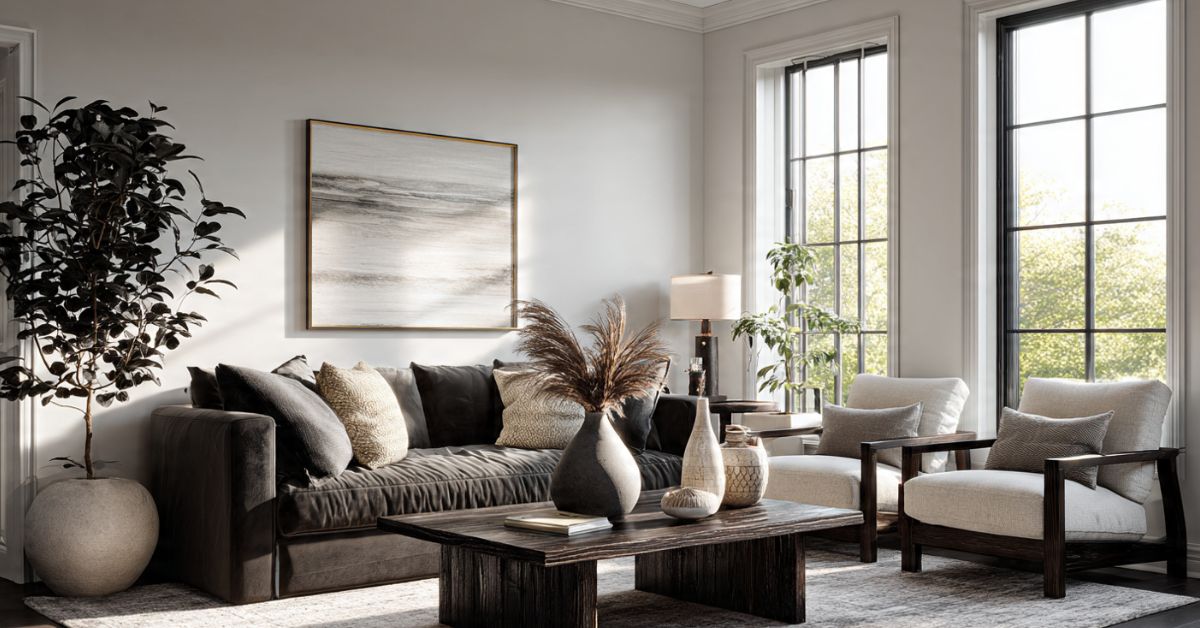 Cómo decorar un salón con muebles oscuros