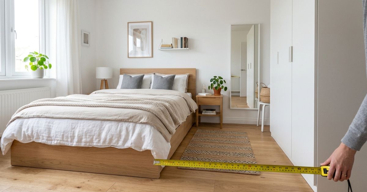 La medida exacta entre la cama y el armario para poder abrir las puertas sin chocar