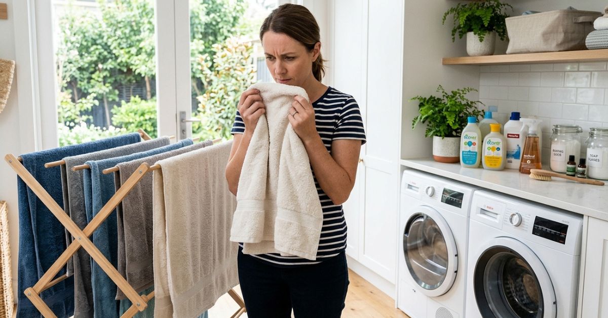 La razón por la que tus toallas huelen a humedad y cómo solucionarlo con dos tazas