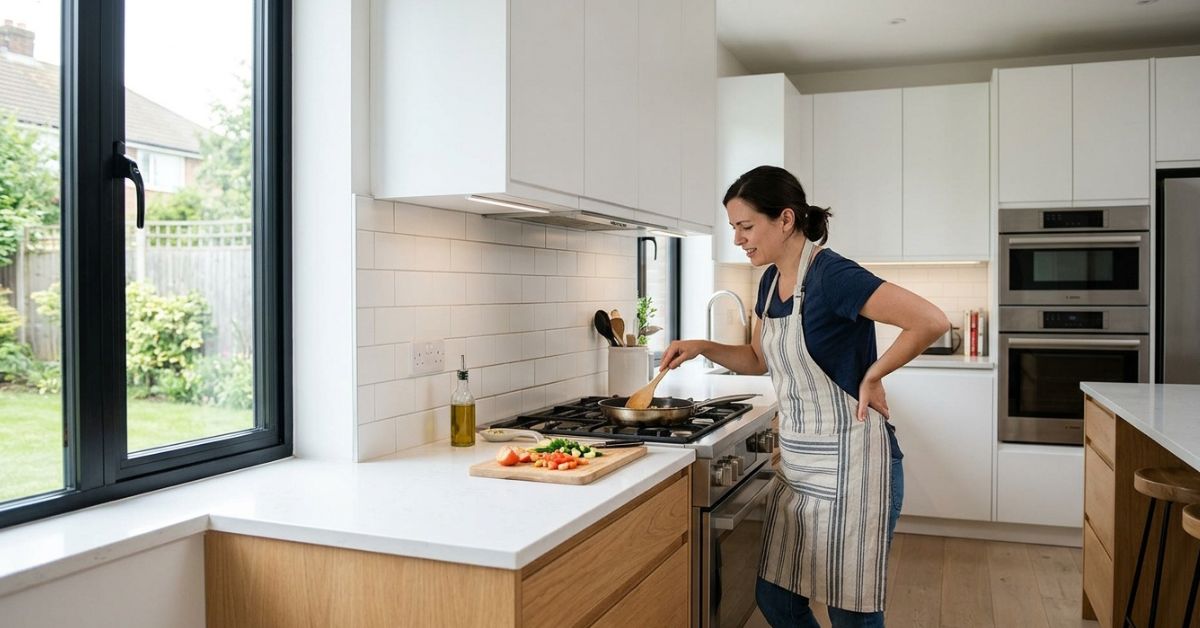 Muebles de cocina altos el error de 5 cm que te destroza la espalda al cocinar