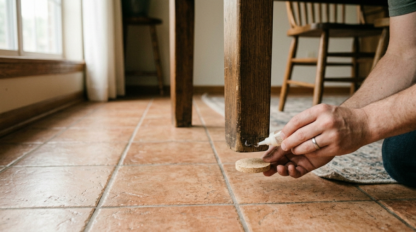 Cómo arreglar la pata coja de una mesa de madera con un simple trozo de corcho
