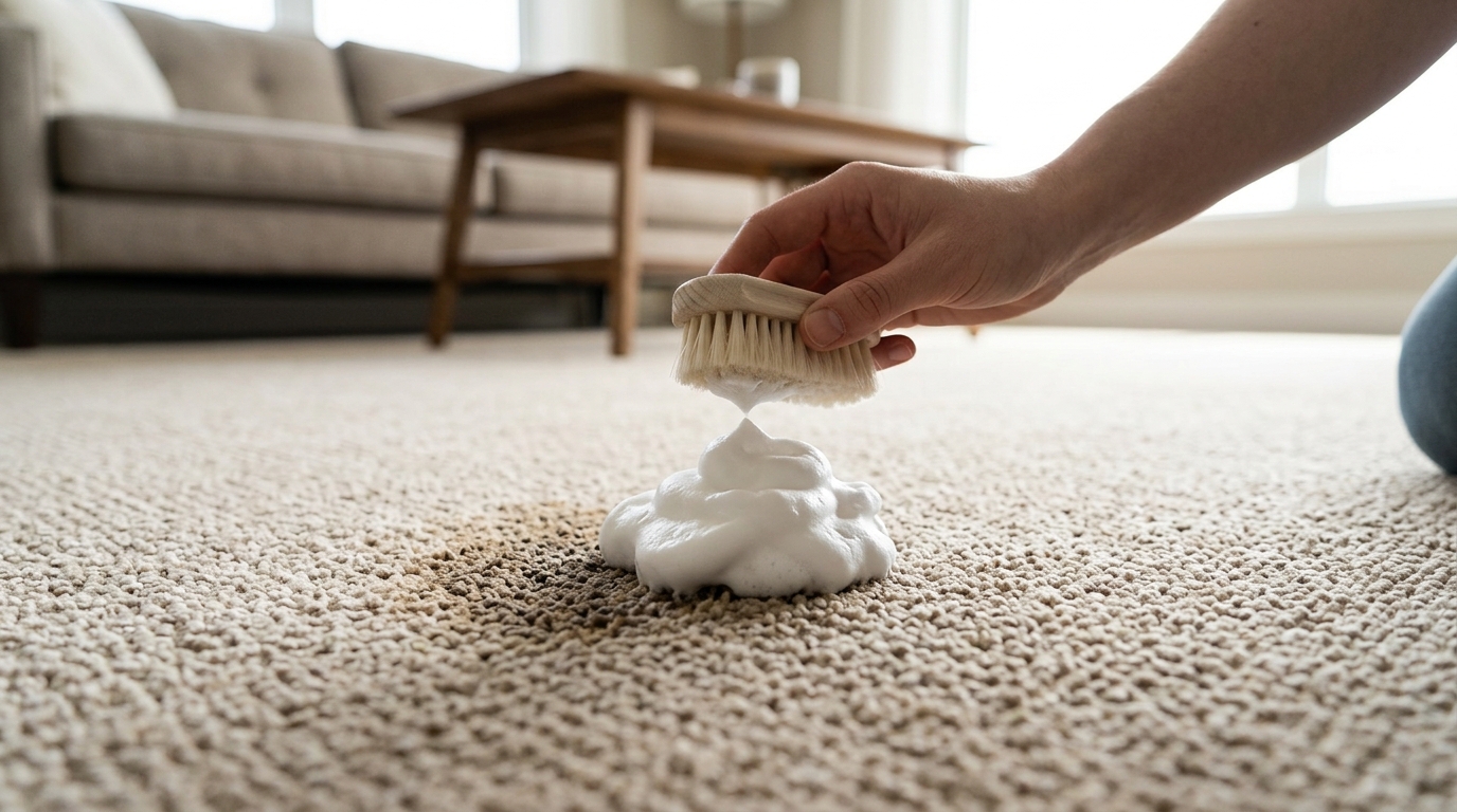El truco de la espuma de afeitar para limpiar las manchas de grasa en las alfombras