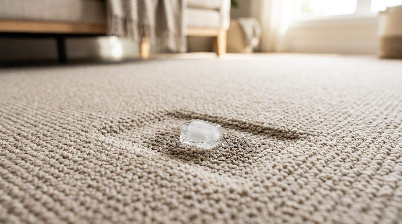 El truco del cubito de hielo para quitar las marcas pesadas de los muebles en la alfombra